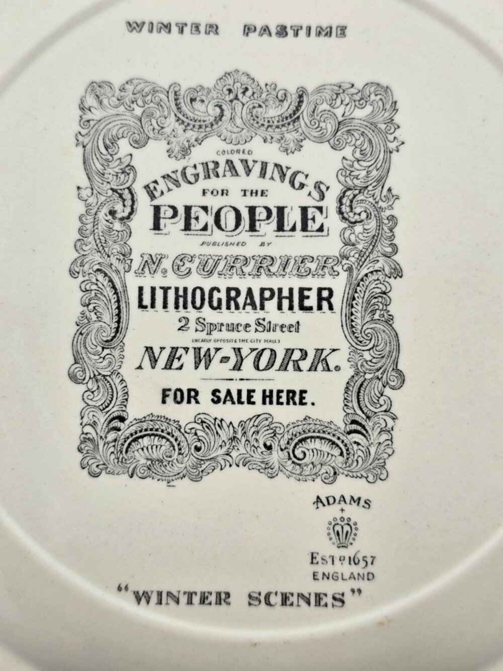 Adams China Winter Pastime 10.5" Dinner Plate Winter Scenes B. Altman England - Picture 11 of 11